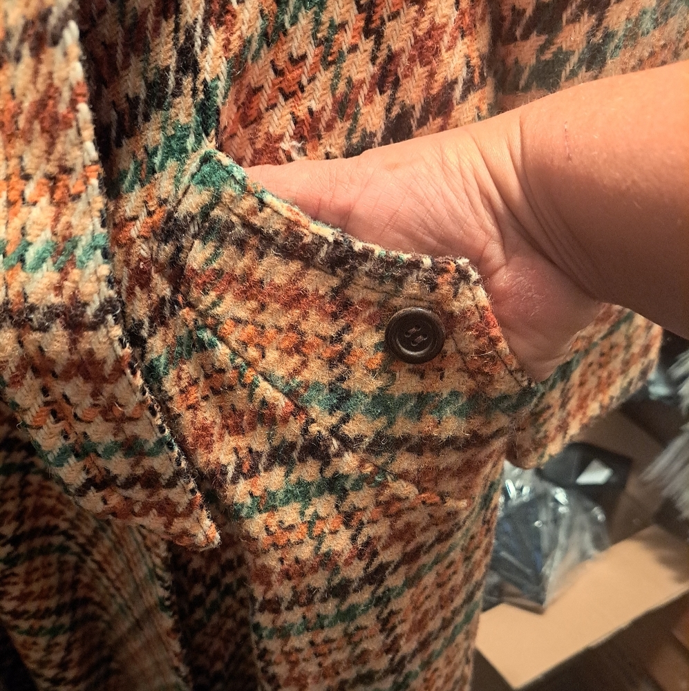 Vintage 70s Funky Double Breasted Tie Belt Utex Wool Blend Overcoat sz 13/14 - Picture 3 of 14
